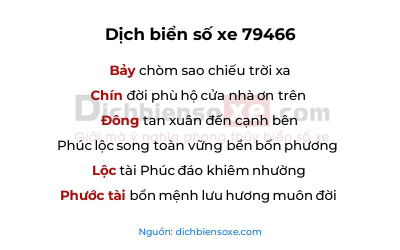 Dịch thơ biển số 79466