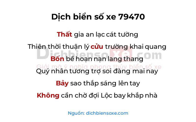Dịch thơ biển số 79470