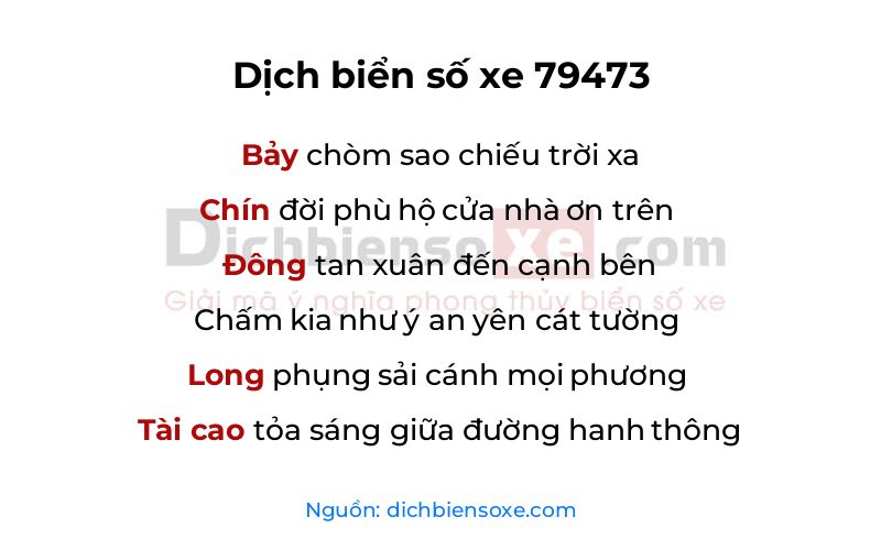 Dịch thơ biển số 79473