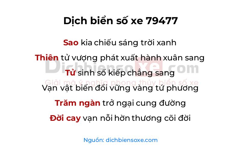 Dịch thơ biển số 79477