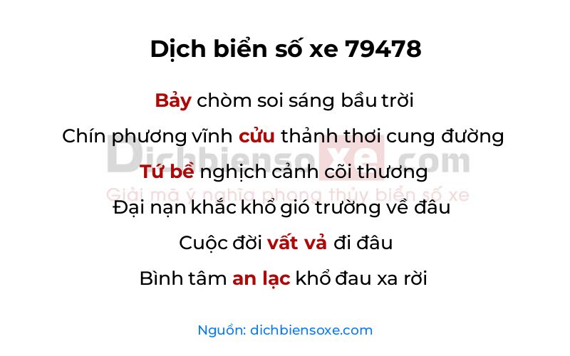 Dịch thơ biển số 79478