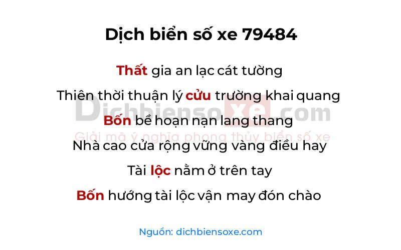 Dịch thơ biển số 79484