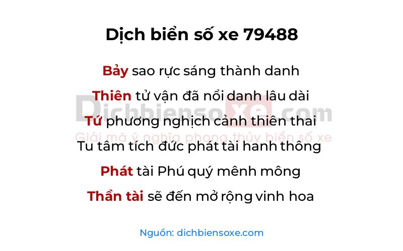 Dịch thơ biển số 79488