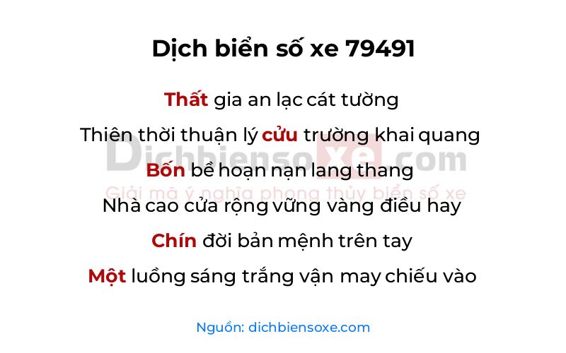 Dịch thơ biển số 79491