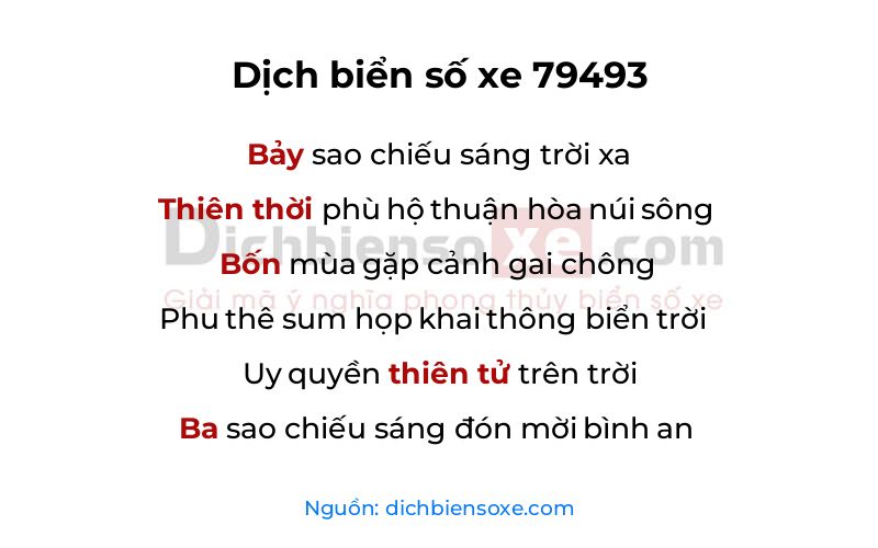 Dịch thơ biển số 79493