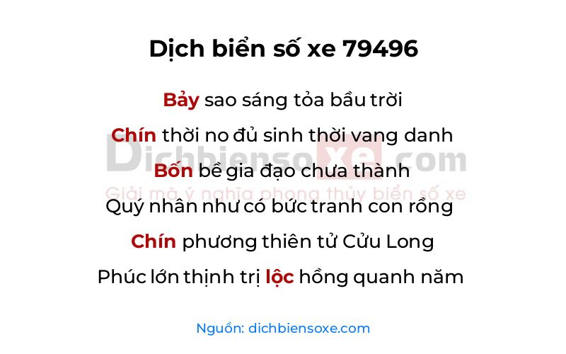 Dịch thơ biển số 79496