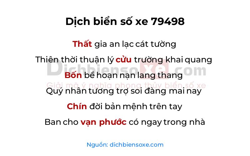 Dịch thơ biển số 79498