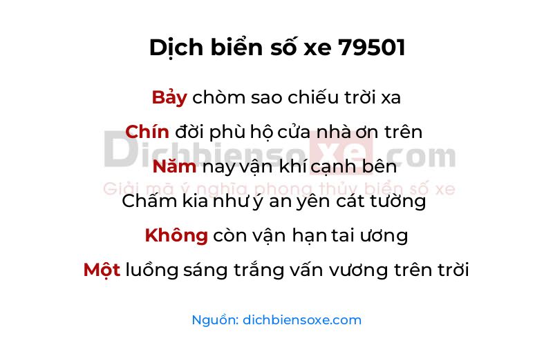 Dịch thơ biển số 79501