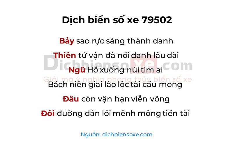 Dịch thơ biển số 79502