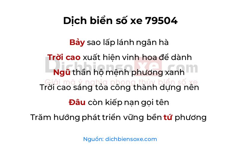 Dịch thơ biển số 79504
