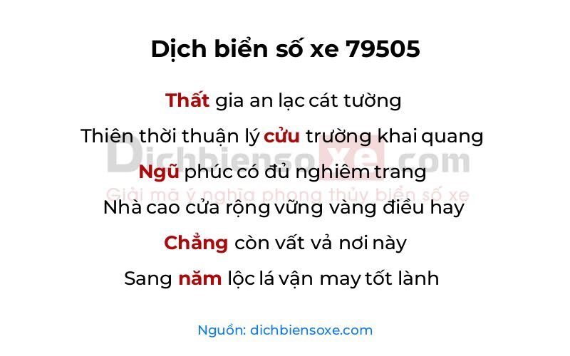 Dịch thơ biển số 79505