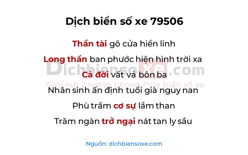 Dịch thơ biển số 79506