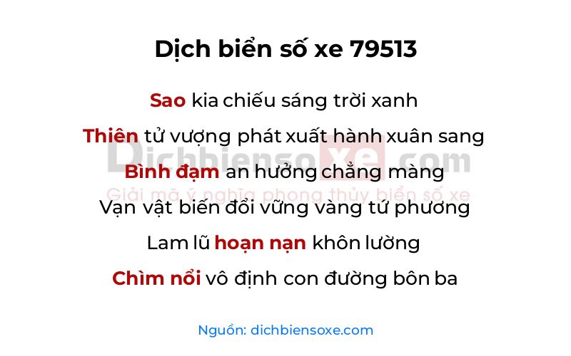 Dịch thơ biển số 79513