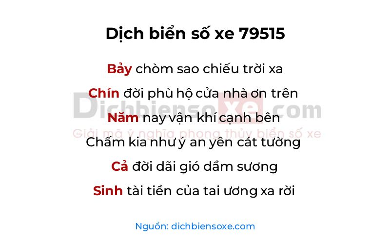 Dịch thơ biển số 79515