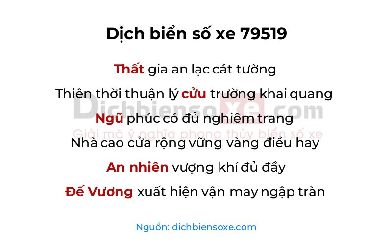 Dịch thơ biển số 79519