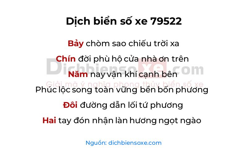 Dịch thơ biển số 79522