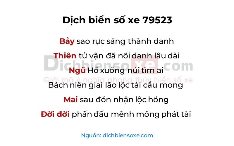 Dịch thơ biển số 79523