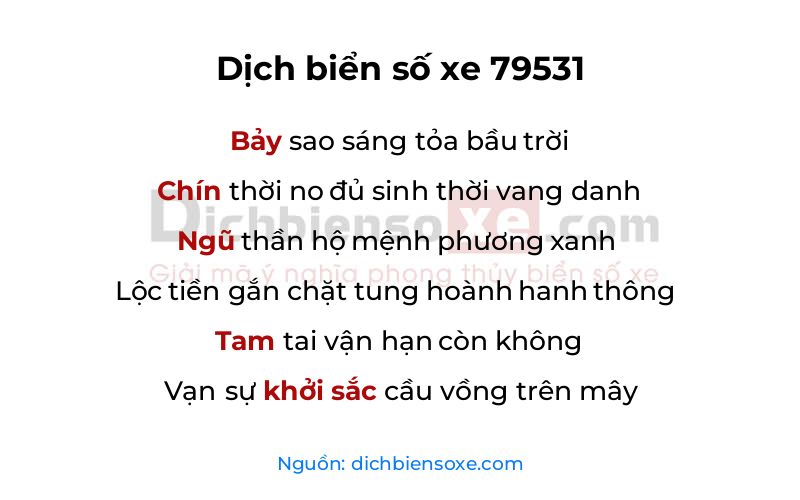 Dịch thơ biển số 79531