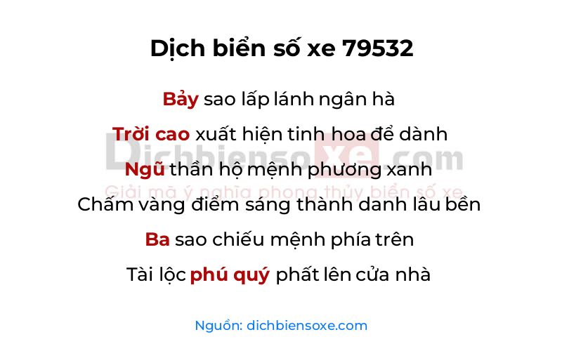 Dịch thơ biển số 79532