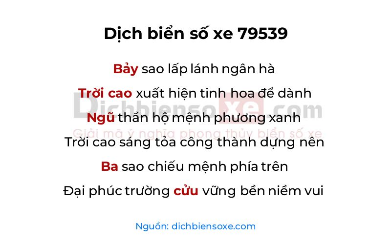 Dịch thơ biển số 79539