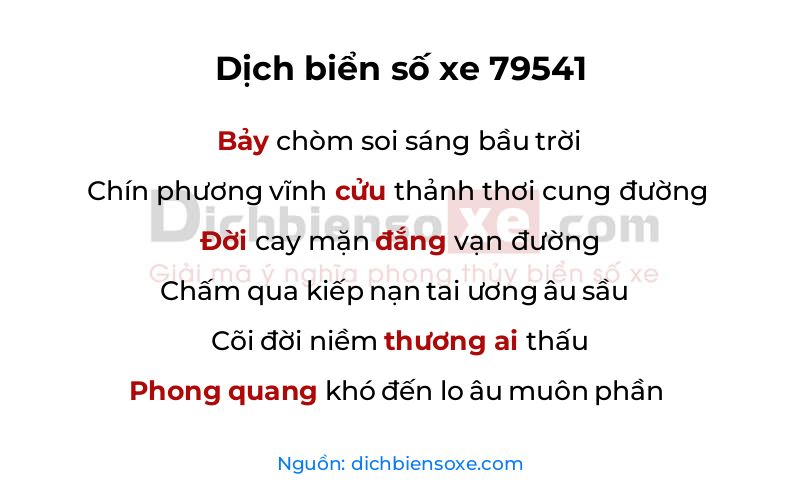 Dịch thơ biển số 79541