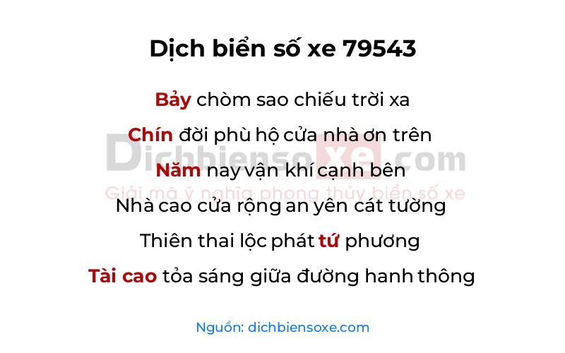 Dịch thơ biển số 79543