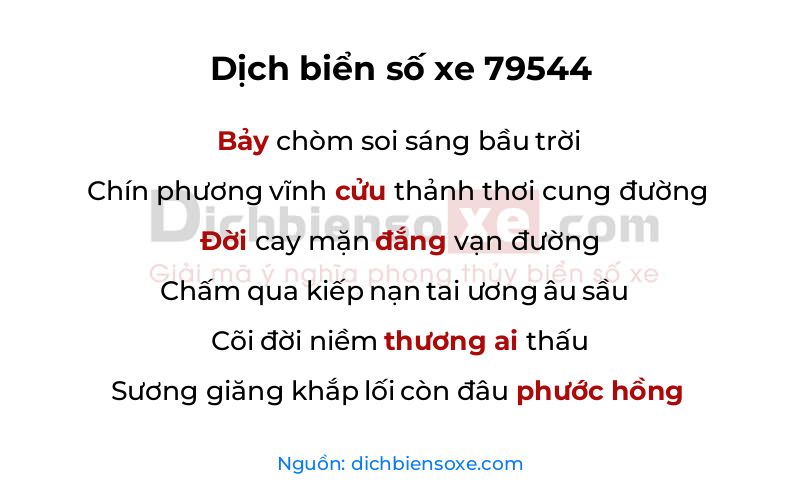 Dịch thơ biển số 79544