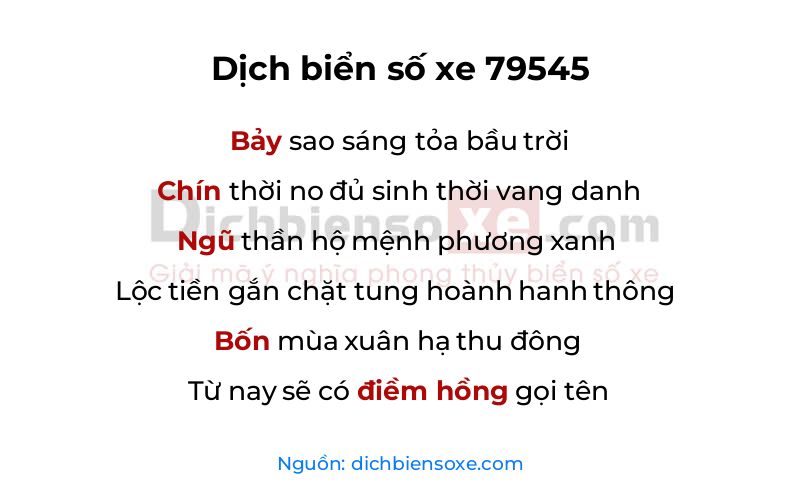 Dịch thơ biển số 79545