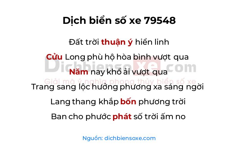 Dịch thơ biển số 79548