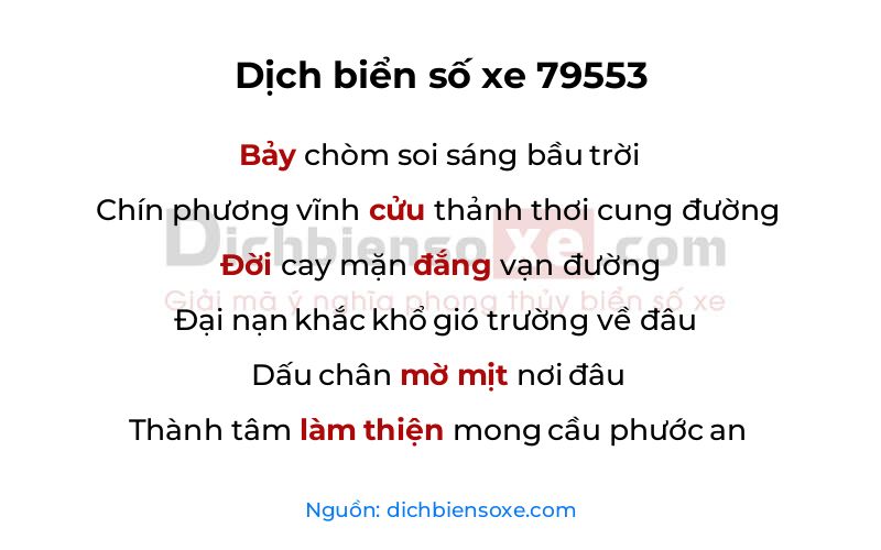 Dịch thơ biển số 79553