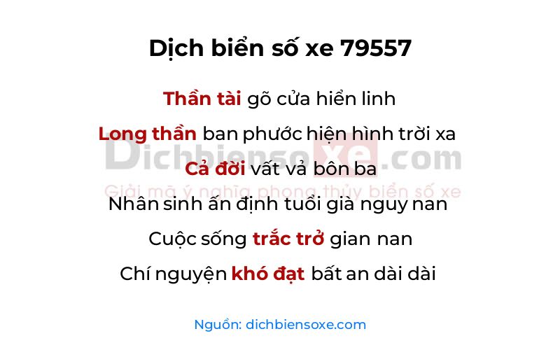 Dịch thơ biển số 79557