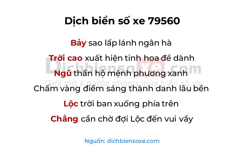 Dịch thơ biển số 79560