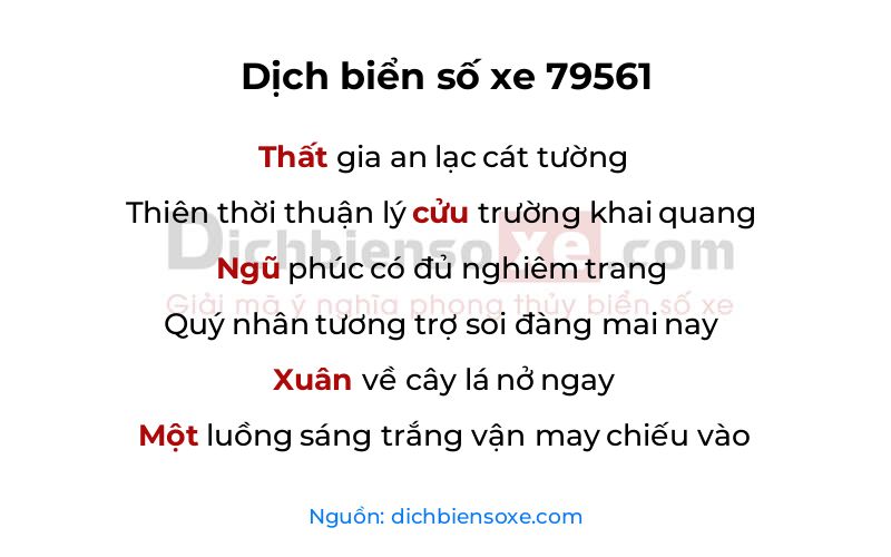 Dịch thơ biển số 79561