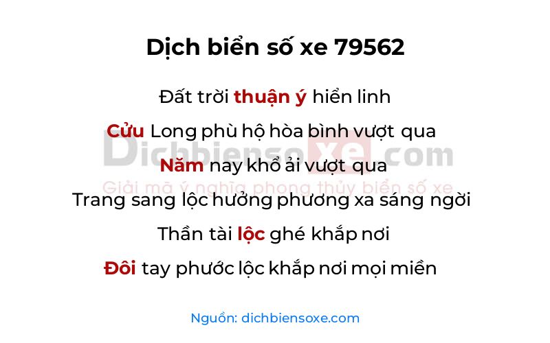 Dịch thơ biển số 79562