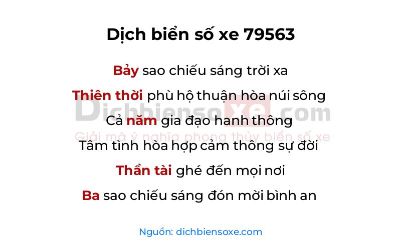 Dịch thơ biển số 79563