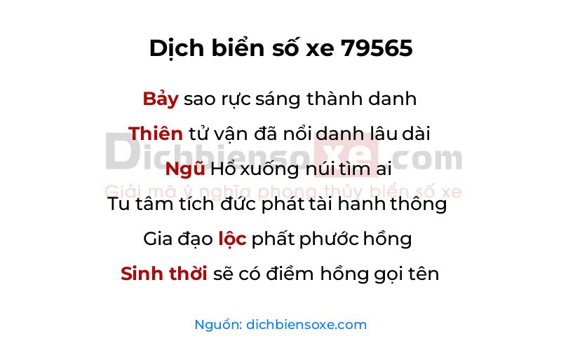 Dịch thơ biển số 79565