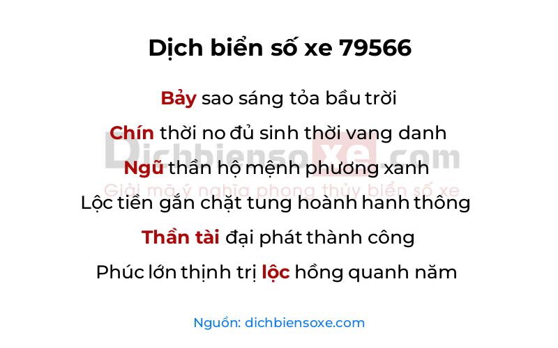 Dịch thơ biển số 79566