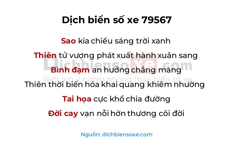 Dịch thơ biển số 79567