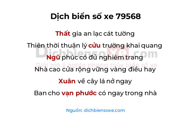 Dịch thơ biển số 79568