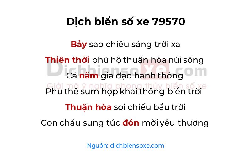 Dịch thơ biển số 79570