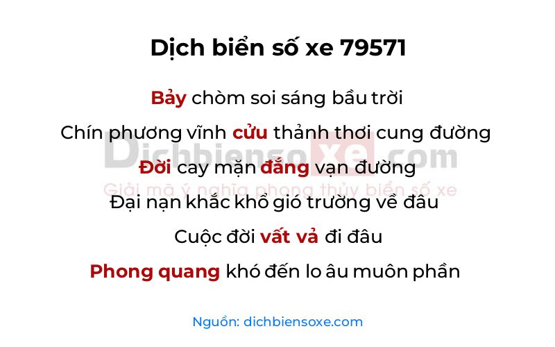 Dịch thơ biển số 79571