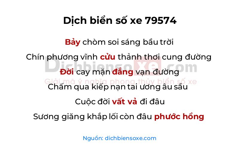 Dịch thơ biển số 79574