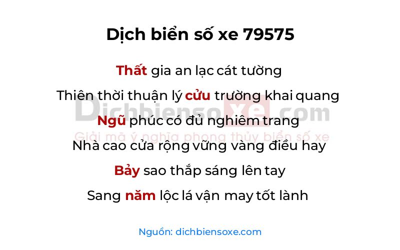 Dịch thơ biển số 79575
