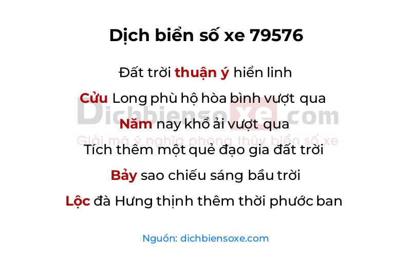 Dịch thơ biển số 79576