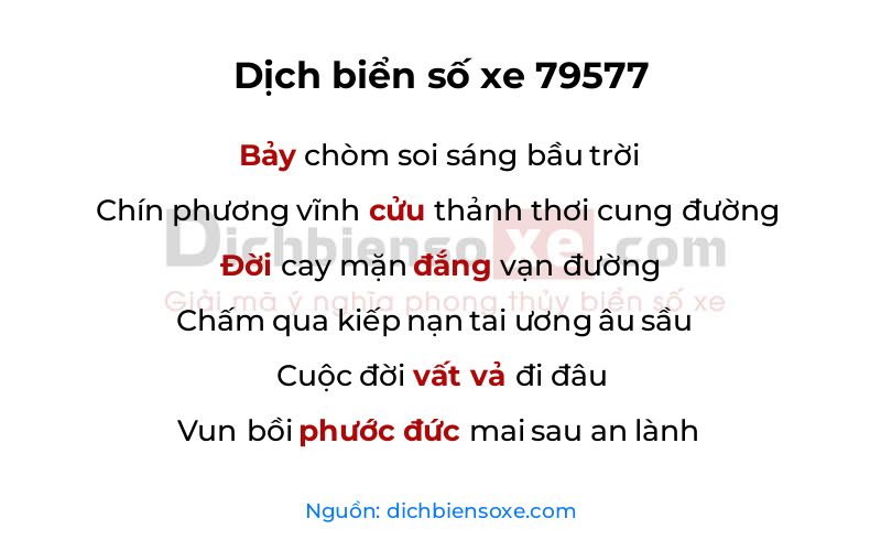 Dịch thơ biển số 79577