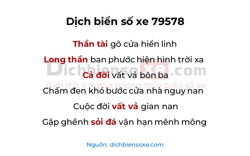 Dịch thơ biển số 79578