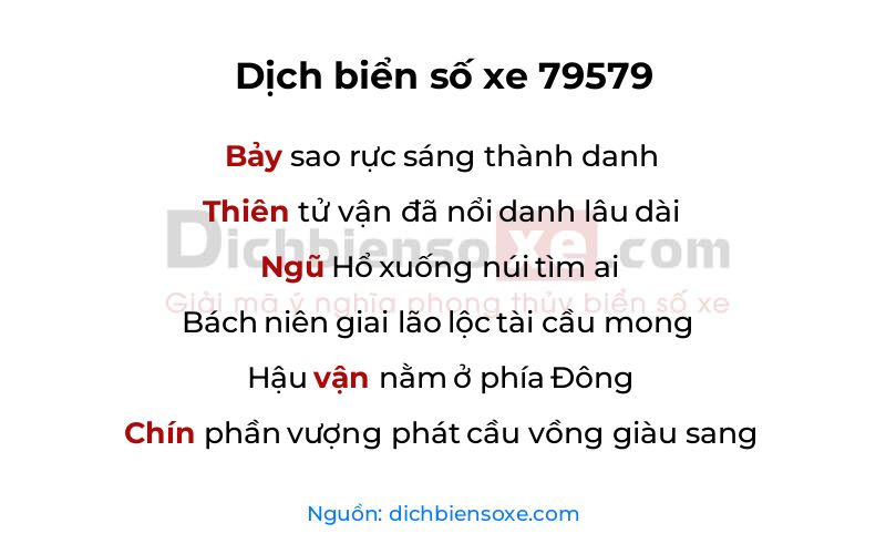 Dịch thơ biển số 79579