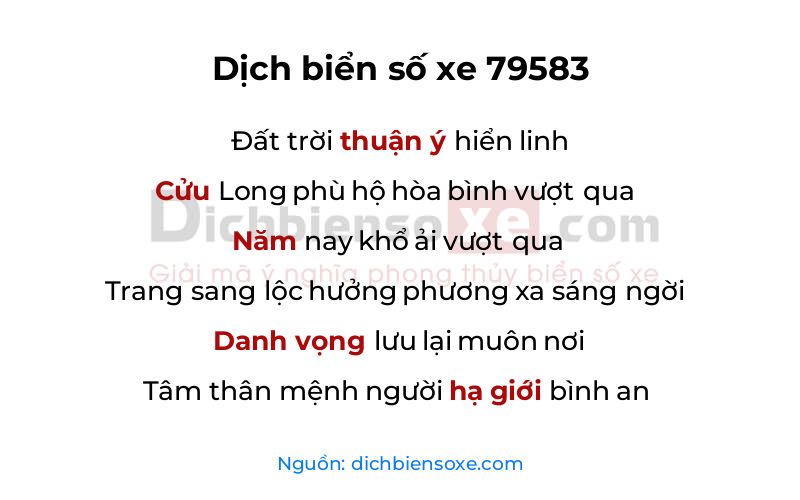 Dịch thơ biển số 79583