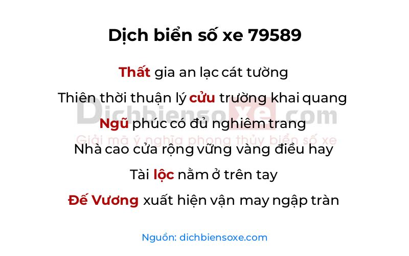 Dịch thơ biển số 79589