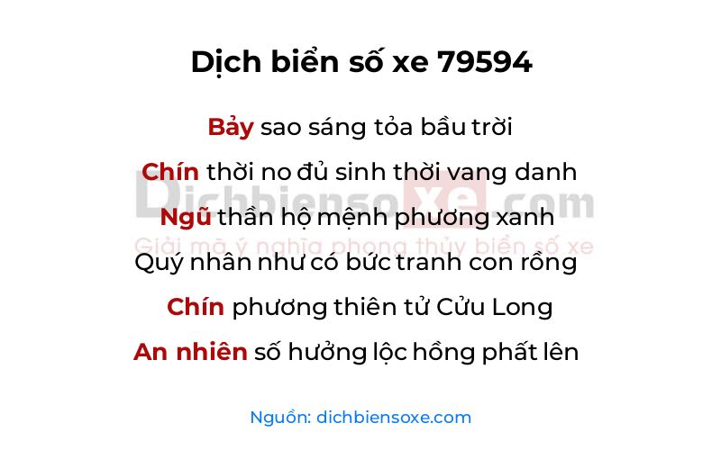 Dịch thơ biển số 79594